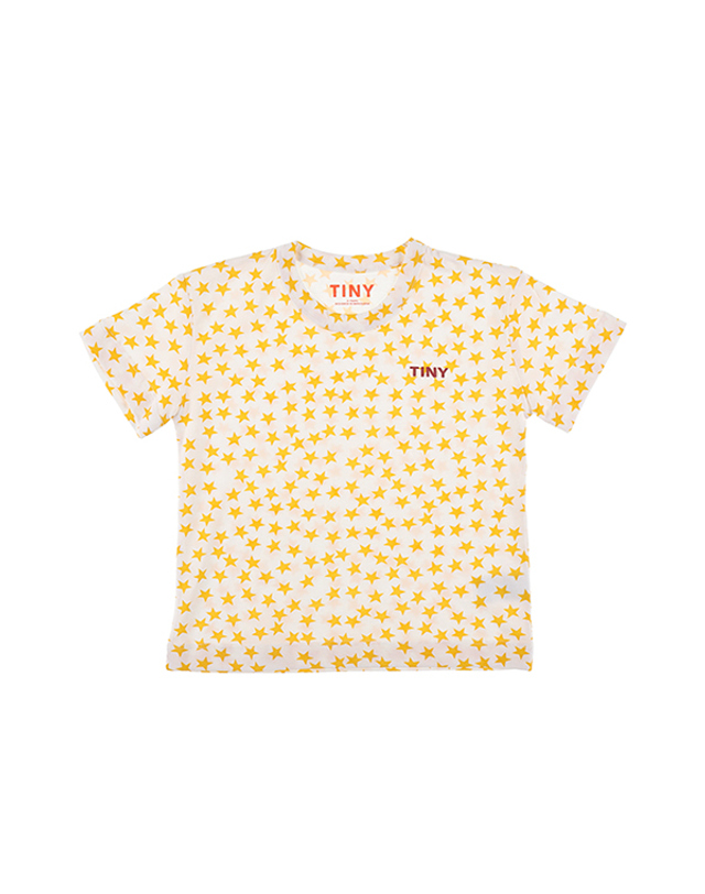 타이니코튼 타이니코튼 AW24-014 104 (Stars tee off-white) 스타 별 아동 반팔티 착용컷