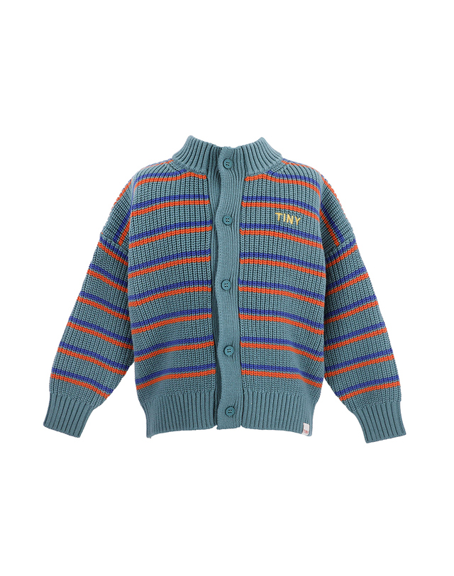 타이니코튼 타이니코튼 AW24-276 P13 (Stripes mockneck cardigan) 스트라이프 아동 가디건 착용컷