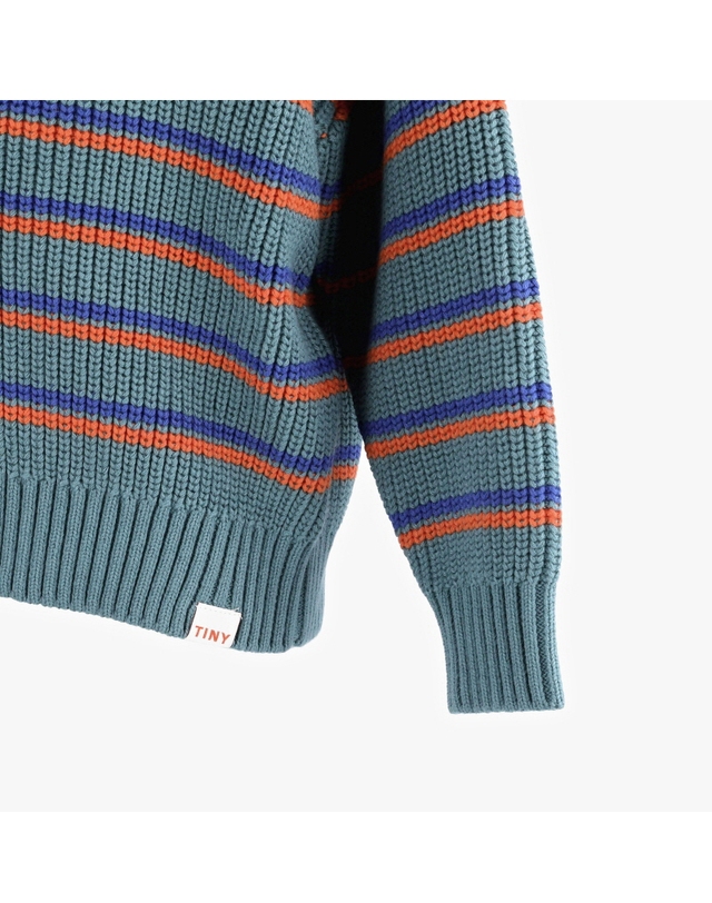 타이니코튼 타이니코튼 AW24-276 P13 (Stripes mockneck cardigan) 스트라이프 아동 가디건 착용컷