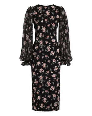 [해외직구] 26SS 돌체앤가바나 빈티지 로즈 프린트 샤무스 드레스 F611DTFSA8C HN5XQ ROSE VINTAGE F NERO