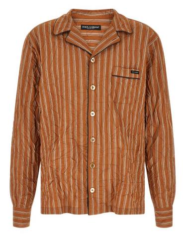 [해외직구] 26SS 돌체앤가바나 크링클 스트라이프 배니티 셔츠 G5OL9TFBMFSS8052 Brown