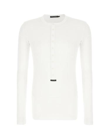 [해외직구] 26SS 돌체앤가바나 로고 라벨 코튼 세라피노 티셔츠 G8PG8TG7P3J W0800 BIANCO OTTICO