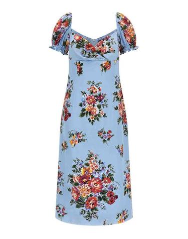 [해외직구] 26SS 돌체앤가바나 플라워 부케 프린트 드레스 F612STFSA8PHC5ZO Light Blue