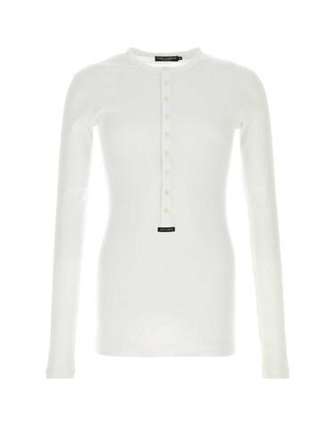 [해외직구] 26FW 돌체앤가바나 로고 라벨 코튼 세라피노 티셔츠 G8PG8TG7P3J W0800 White