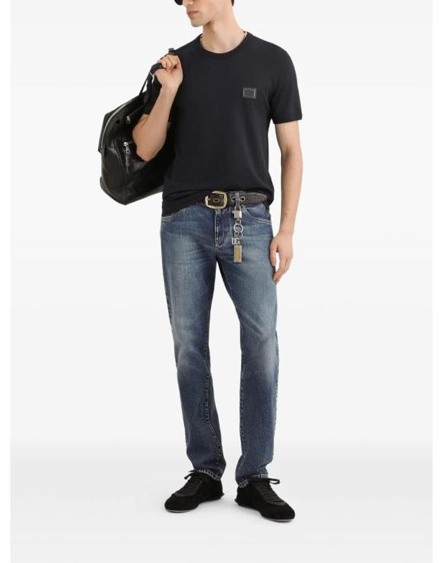돌체앤가바나 [해외직구] 26FW 돌체앤가바나 스트레이트 팬츠 GY07CDG8PK5 S9001 BLUE 착용컷