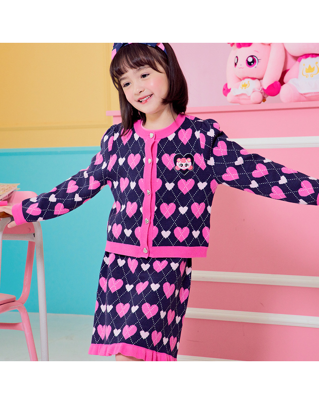 캐치티니핑 캐치티니핑 하츄 아가일 하트 니트 스커트_0D15W00145 착용컷