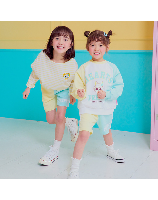 캐치티니핑 캐치티니핑 캐치티니핑 솔찌 프레피 4부바지_0D15W00021 착용컷