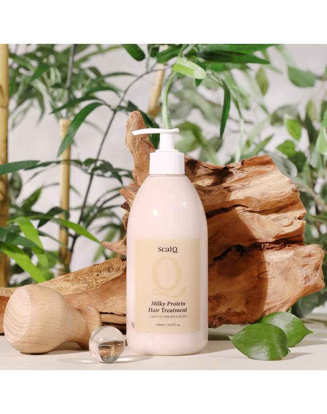 스칼큐 스칼큐 우유 단백질 극손상 헤어 트리트먼트 500ml 1개 착용컷