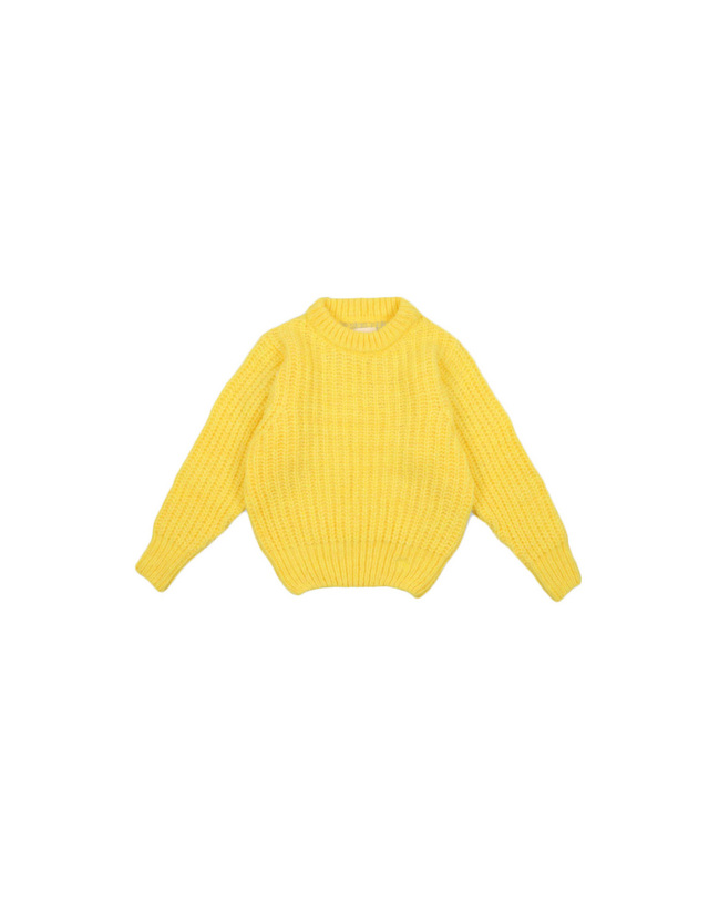 더뉴소사이어티 키즈 로고 니트 TAMPERE JUMPER HARVEST GOLD 착용컷