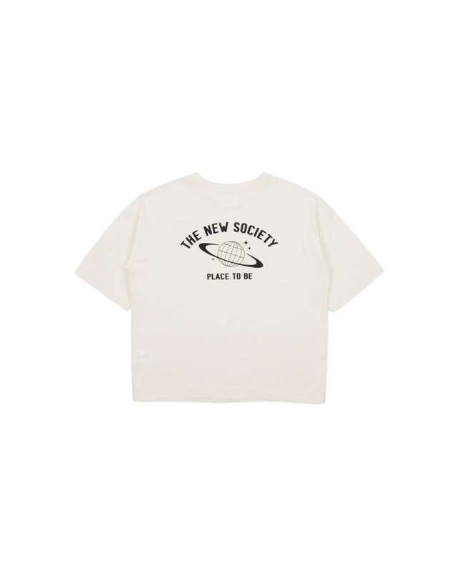 더뉴소사이어티 키즈 티셔츠 SATURNO T-SHIRT VANILLA CREAM 착용컷