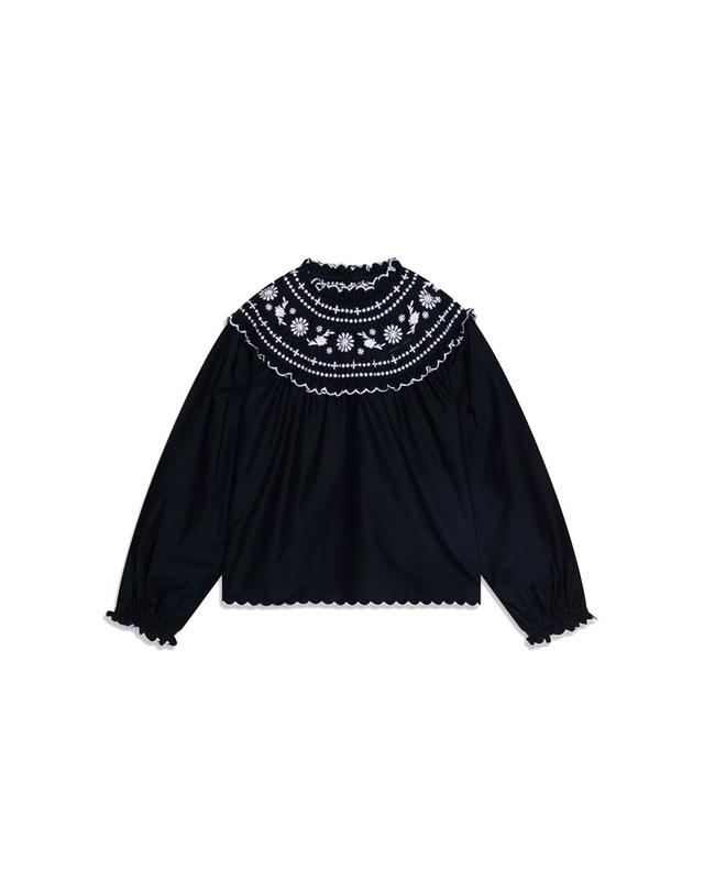 더뉴소사이어티 키즈 푸네 블라우스 PUNE BLOUSE MIDNIGHT NAVY 착용컷