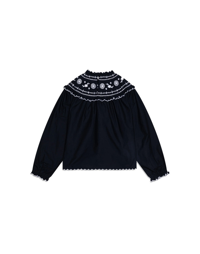 더뉴소사이어티 키즈 푸네 블라우스 PUNE BLOUSE MIDNIGHT NAVY 착용컷
