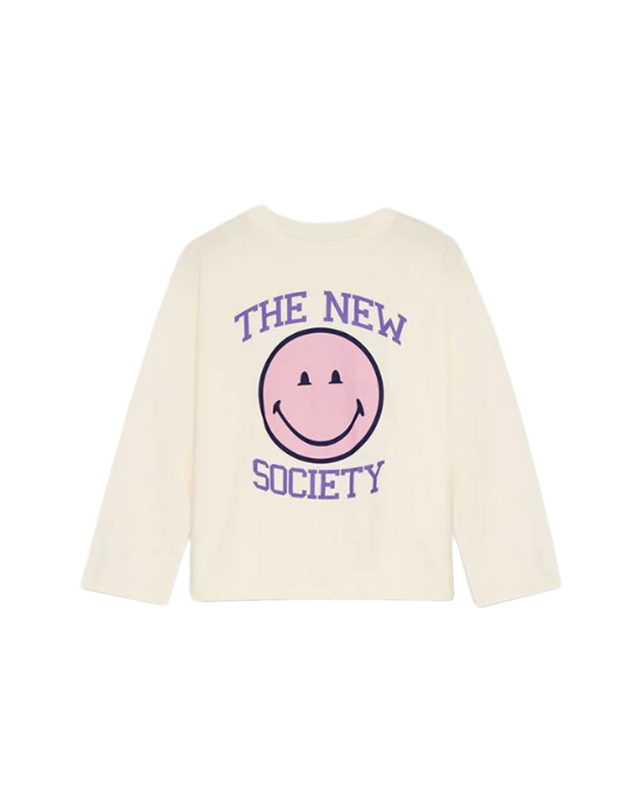 더뉴소사이어티 키즈 스마일 프린팅 롱슬리브 아이보리 SMILEY T MOON.WH 착용컷