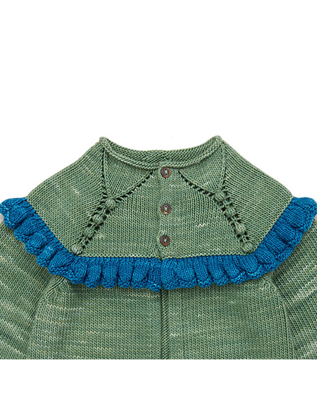 미샤앤퍼프 25SS 키즈 러플 가디건 그린 K1034S25 342 (3A 4A) 착용컷