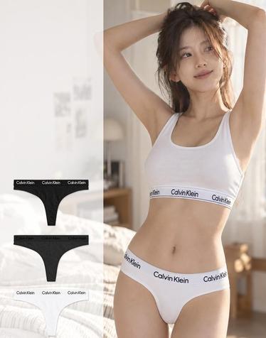 캘빈클라인 언더웨어 여성용 코튼 스트레치 THONG 티팬티 3매입 세트 QP2959O-021