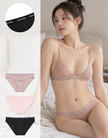 캘빈클라인 언더웨어 여성용 럭스 비키니 삼각팬티 3매입 세트 QP3305O-900