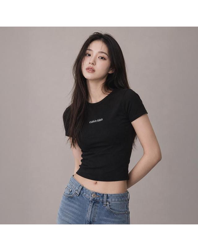 캘빈클라인 캘빈클라인 여성 CK 립 반팔 티셔츠 착용컷