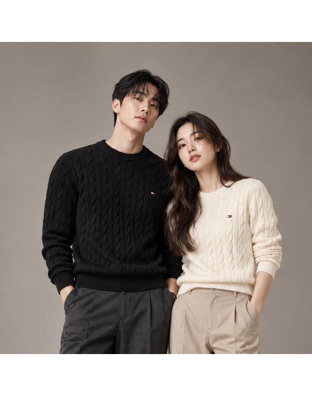 타미힐피거 타미힐피거 클래식 케이블 크루넥 니트 MW33132 착용컷