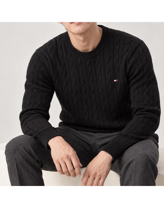 타미힐피거 타미힐피거 클래식 케이블 크루넥 니트 MW33132 착용컷