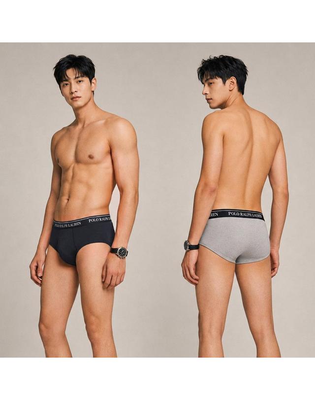 폴로 랄프로렌 폴로랄프로렌 코튼 남성 삼각 팬티 세트 4장 NCF3P4-9OD 착용컷
