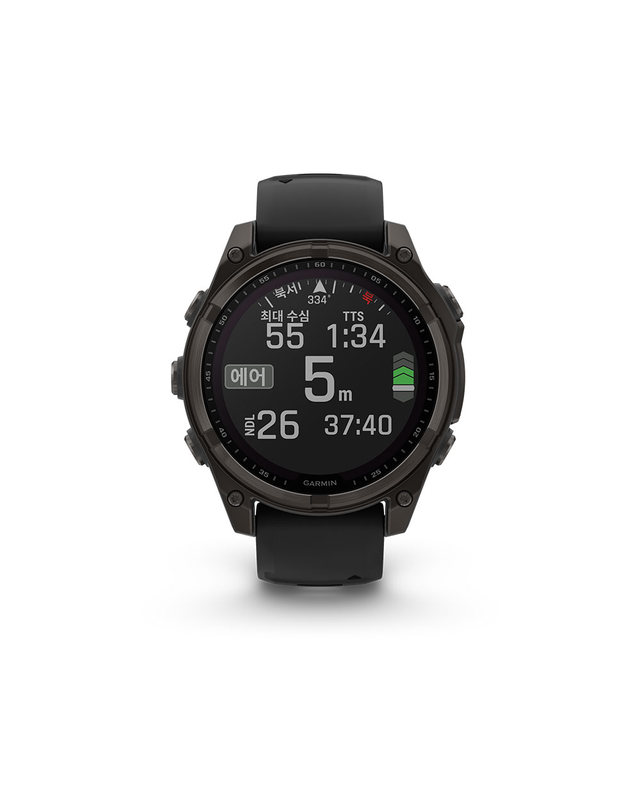 가민 가민 피닉스 8 47mm 사파이어 솔라 카본그레이 티타늄 블랙 밴드 GPS 스마트워치 착용컷