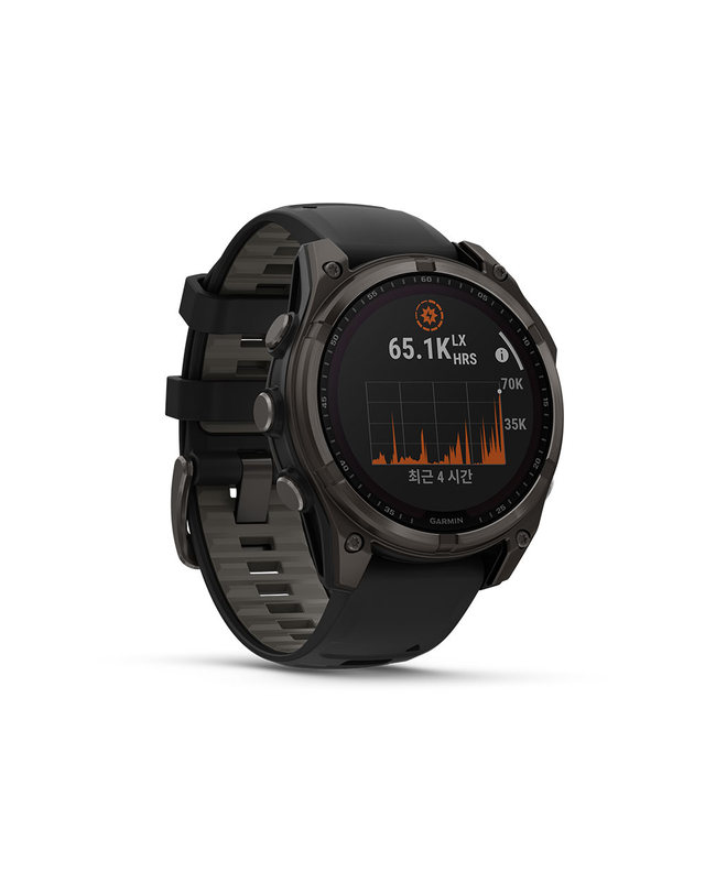 가민 가민 피닉스 8 47mm 사파이어 솔라 카본그레이 티타늄 블랙 밴드 GPS 스마트워치 착용컷
