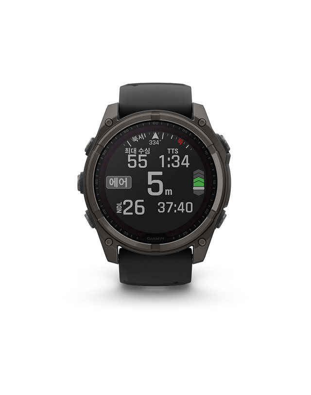 가민 가민 피닉스 8 51mm 사파이어 솔라 카본그레이 티타늄 블랙 밴드 GPS 스마트워치 착용컷