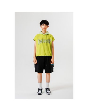 [보리보리/엔오비오]우븐 패치 후드 티셔츠  GREEN