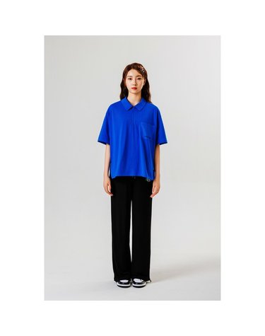 [보리보리/엔오비오]주머니 우븐패치 카라 티셔츠 BLUE