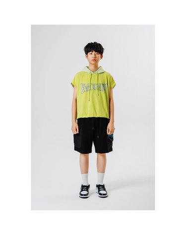 [보리보리/엔오비오]주머니 우븐패치 카고 져지 반바지  BLACK