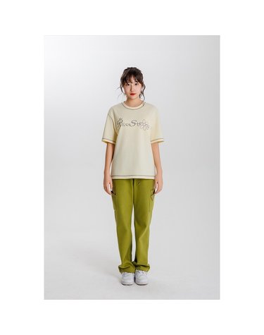 [보리보리/엔오비오]배색 가이롭빠 포인트 티셔츠 YELLOW