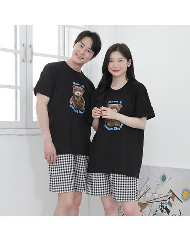 [보리보리] 국산 선염 5부 잠옷바지 남녀공용 커플 파자마 체크 주머니 홈웨어