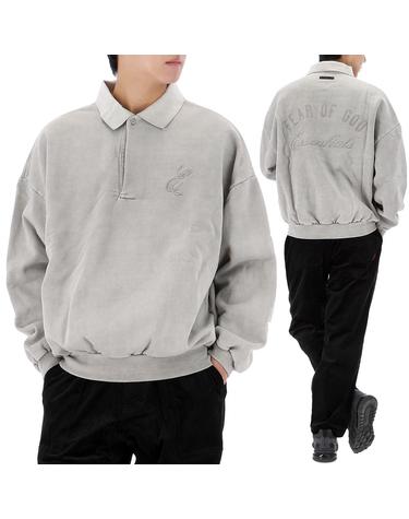 피어오브갓 에센셜 자수 폴로 스웨트셔츠 192HO252041F SMOKEGREY