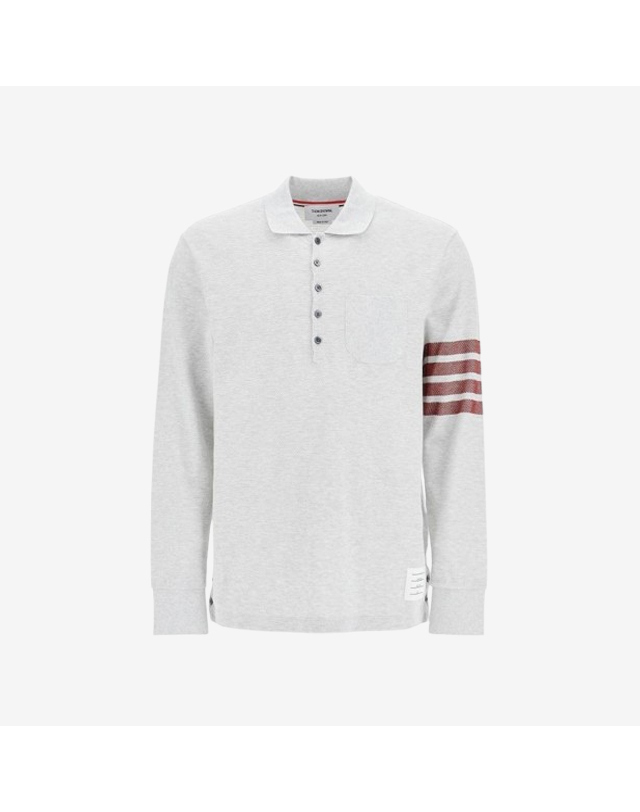 톰브라운 톰브라운 롱슬리브 폴로 니트 그레이 남성 MJP203A J0155 050 착용컷