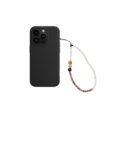 gemstone beads phone strap ivory+brown