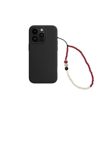 gemstone beads phone strap red+ivory