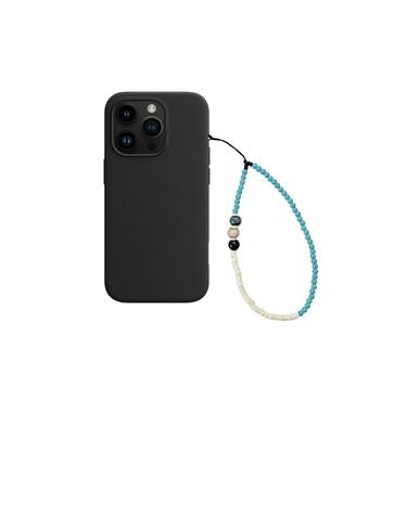 gemstone beads phone strap turquoise+ivory
