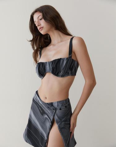 RVIS shirring bikini bralette multi black
