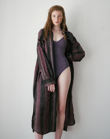 seersucker long shirt brown