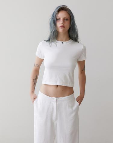 needlework crop t-shirt white