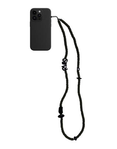 nature beads crossbody phone strap khaki