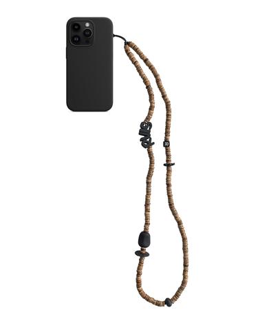 nature beads crossbody phone strap brown