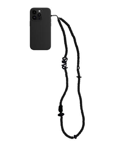 nature beads crossbody phone strap jet black