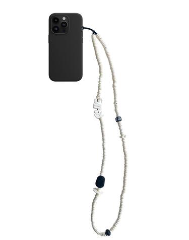 nature beads crossbody phone strap cream