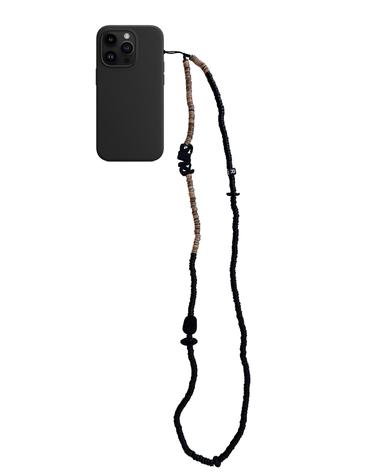 nature beads crossbody phone strap brown mix
