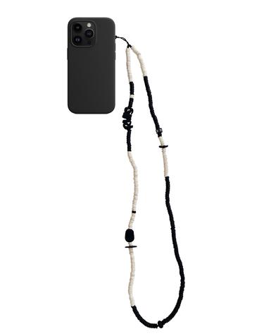 nature beads crossbody phone strap cream mix