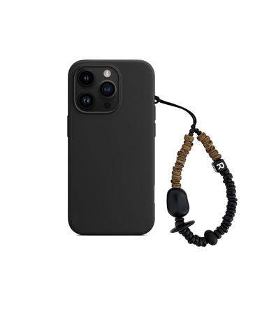 nature beads phone strap short coconut brown mix