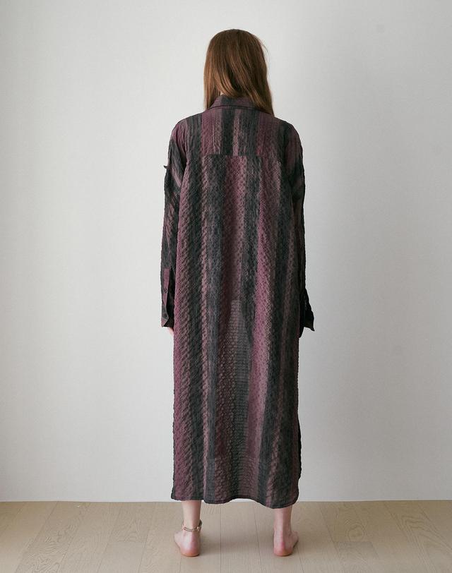 르브아시스 seersucker long shirt brown 착용컷