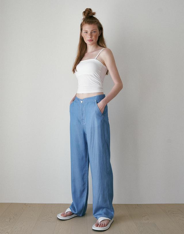 르브아시스 tencel denim pants light blue 착용컷