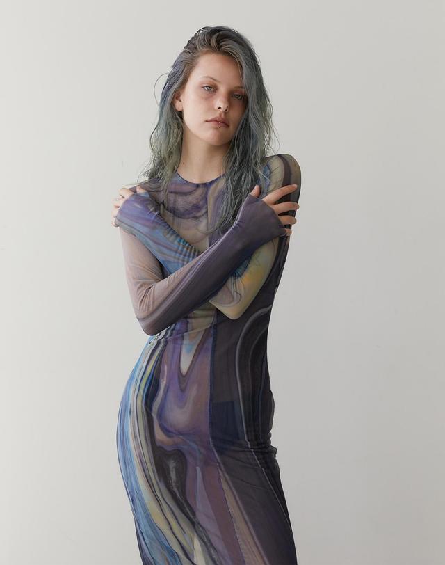 르브아시스 RVIS net maxi dresses multi 착용컷